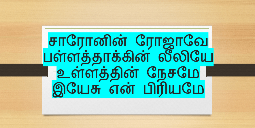 Saronin rojave pallathakin சாரோனின் ரோஜாவே lyrics